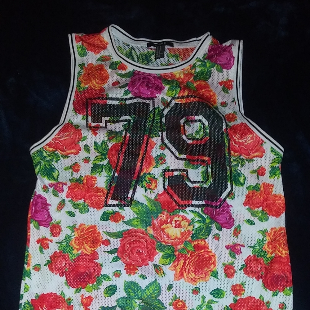 Forever 21 Women's Floral Sleeveless Jersey Top